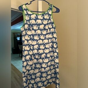 Lilly Pulitzer  Tusk In Sun Elephant Blue White and green trim Dress - elephant